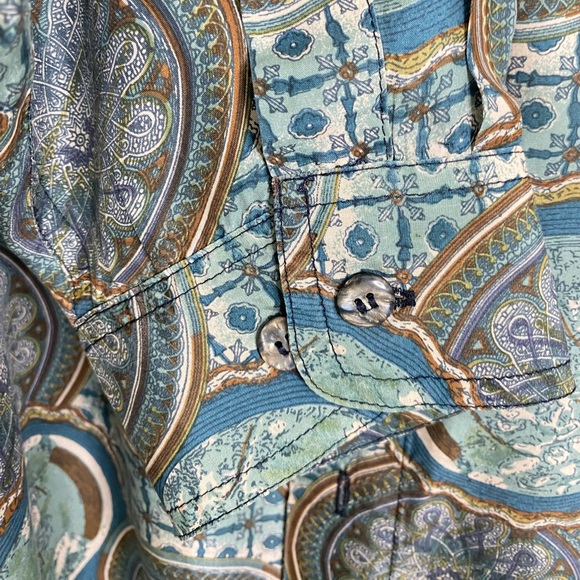 100% SILK SUMMA PURE SILK MENS BUTTON UP SHIRT IN AN ORNATE PATTERN LARGE - Picture 8 of 14